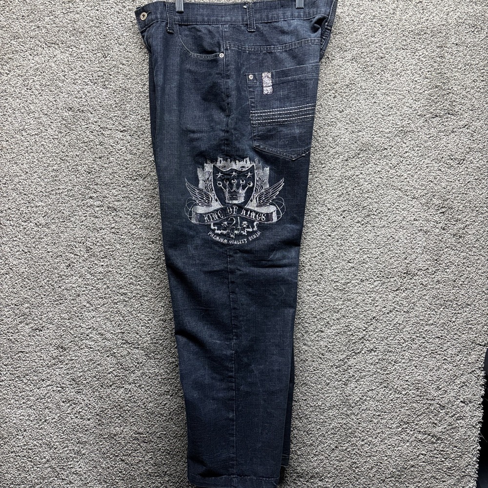 Vintage‎ Y2K Southpole King of Kings 21 Logo Baggy Wide Leg Jeans Mens 34x32